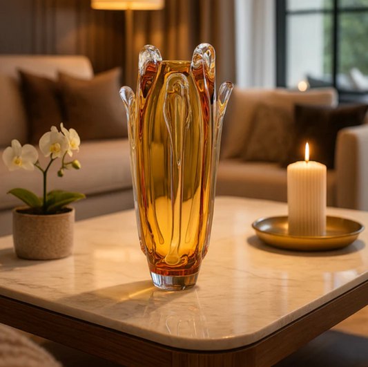Crystal Swirl Vase Amber Large